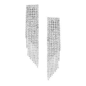 Silverstone & Glass Crystal Cup-Chain Linear Earrings